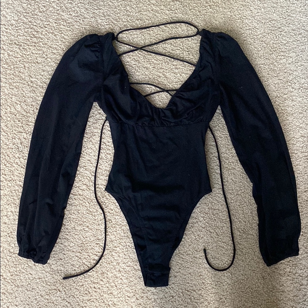 Princess Polly Black long sleeve bodysuit Size 2